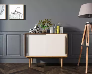 Комод массив дерева в Скандинавском стиле "Bruni white" две дверки