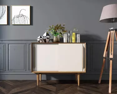 Комод массив дерева в Скандинавском стиле "Bruni white" две дверки