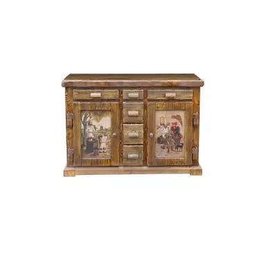 Комод с 6 ящиками сосна Иван да Марья НК 07 роспись / низ буфета НК 02