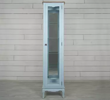 Шкаф "Leontina Blue" для посуды узкий/высокий