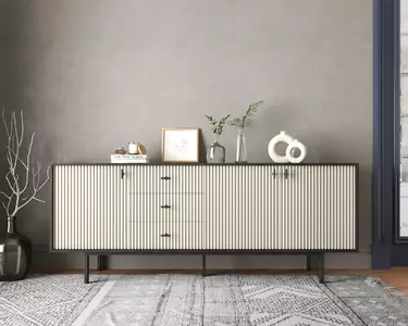 Комод с тремя дверками и тремя ящиками "Emerson" арт EM07/milky/L