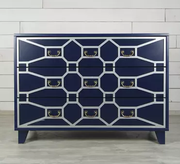 Синий комод массив «Emerald» 3 ящика