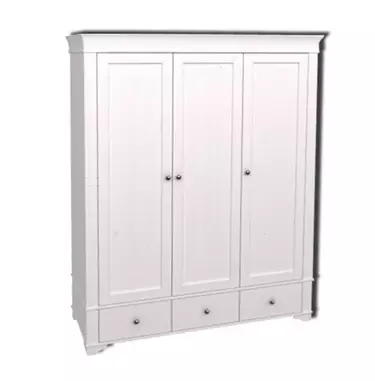 Шкаф 3 створчатый белый Бейли 3-ств с глухими дверями белый воск