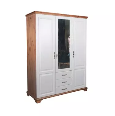 Шкаф  Брусно 3ств с ящиками и зеркалом  белый   3.23.01     