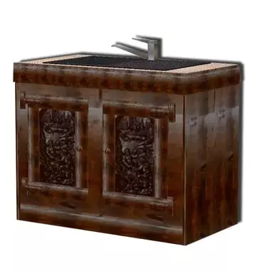 Шкаф-стол Иван да Марья НК 012 (П РЗ)  столешница из плитки, резьба