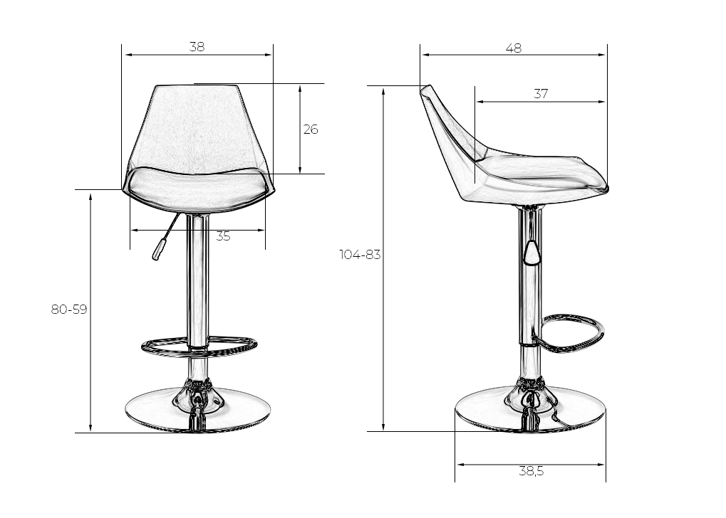 Стул барный Dublin 25DNROCKY, серый