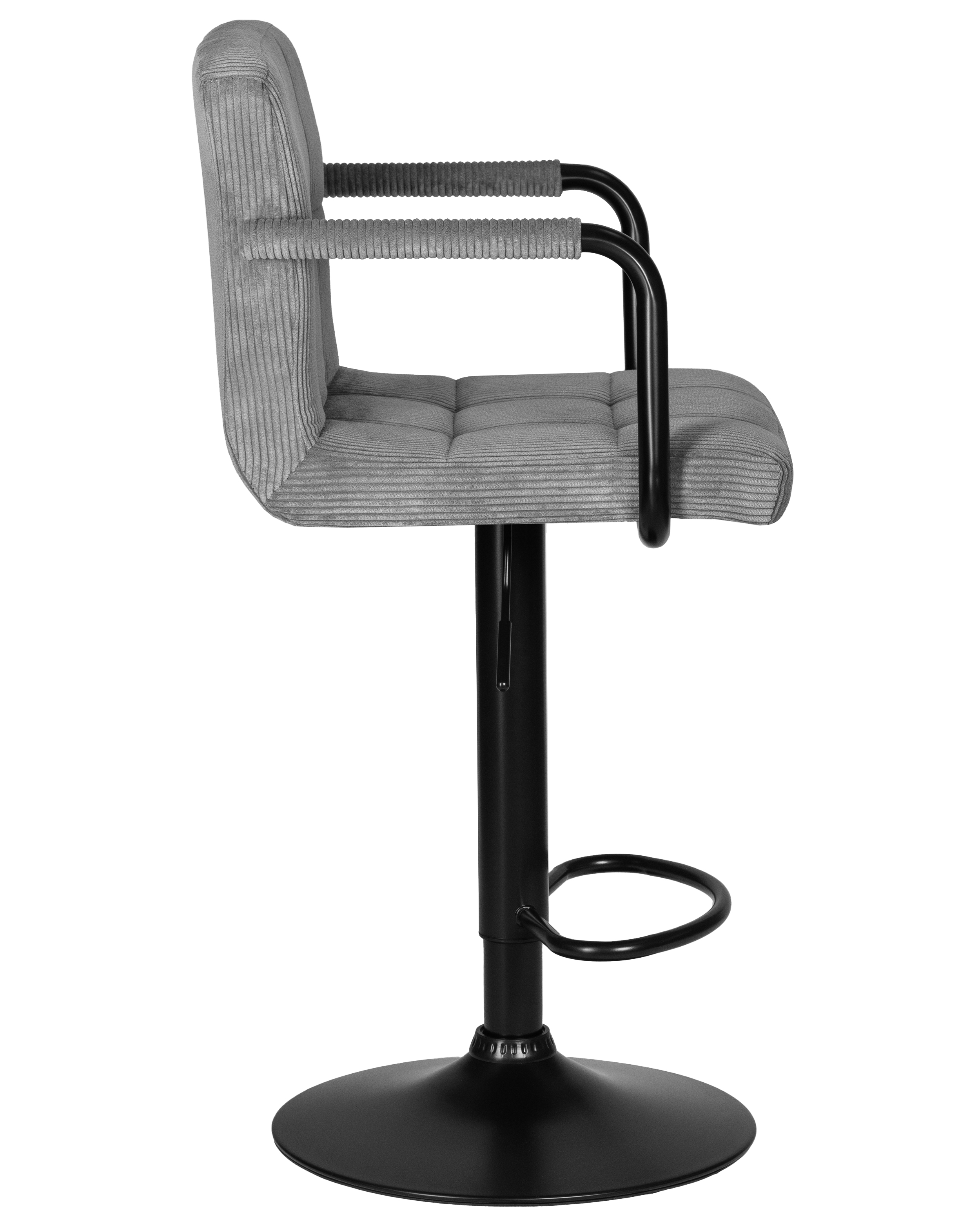 Стул барный Dublin 25DNKRUGER ARM BLACK, серый вельвет (LAR-E2041-25)