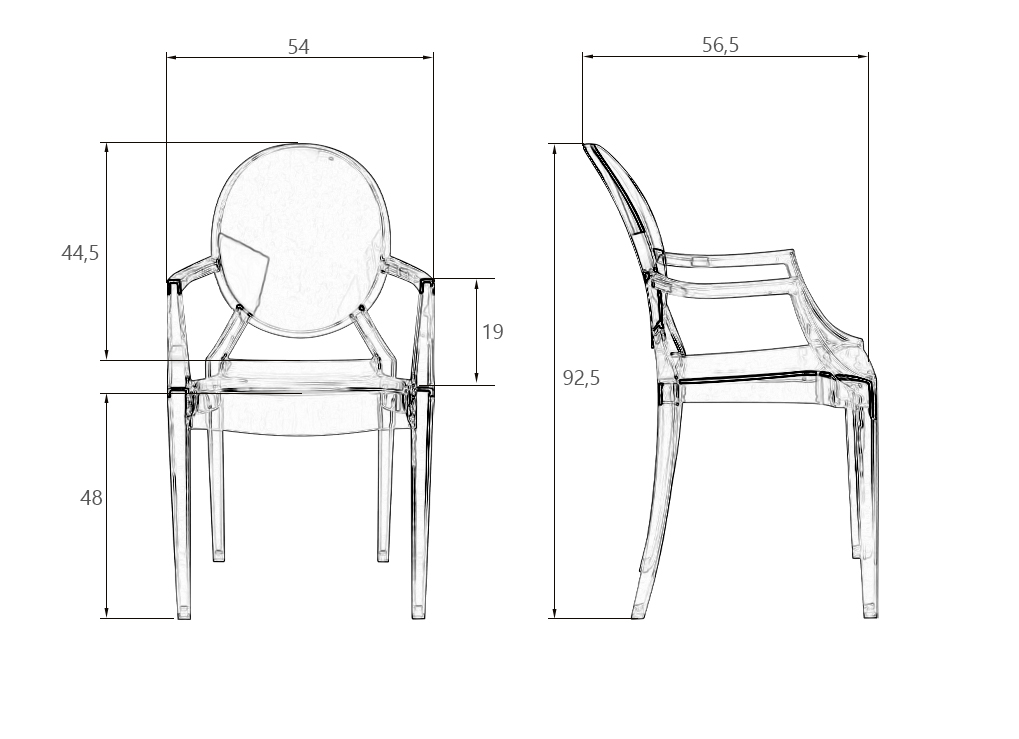 Стул обеденный Dublin 25DNLOUIS GHOST, цвет прозрачный