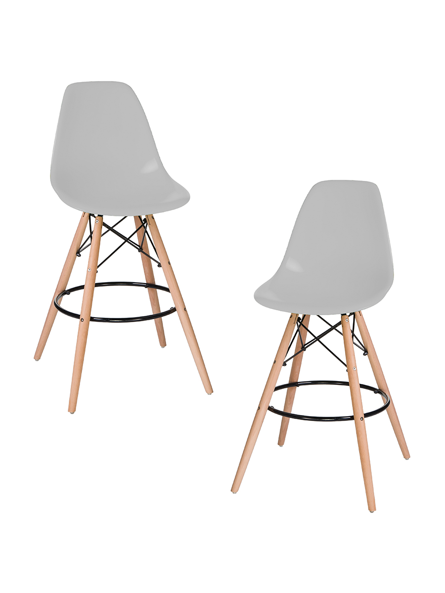 Набор 2 шт Стул барный Dublin 25DNDSW BAR, ножки светлый бук, цвет сиденья светло-серый (GR-01)