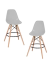 Набор 2 шт Стул барный Dublin 25DNDSW BAR, ножки светлый бук, цвет сиденья светло-серый (GR-01)