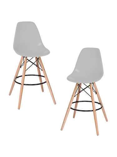 Набор 2 шт Стул барный Dublin 25DNDSW BAR, ножки светлый бук, цвет сиденья светло-серый (GR-01)