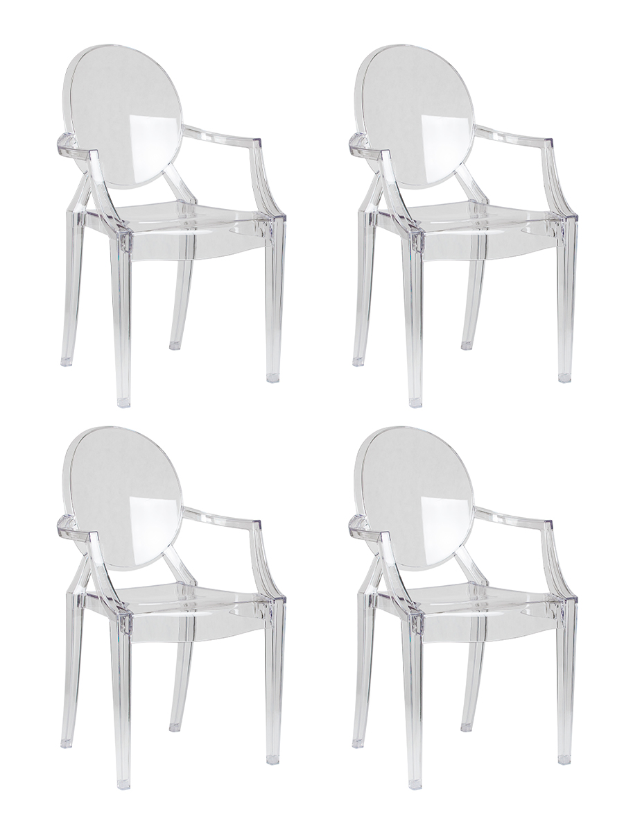 Набор 4 шт Стул обеденный Dublin 25DNLOUIS GHOST, цвет прозрачный