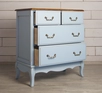 Голубой комод (4 ящика) дерево Leontina