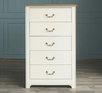 Бежевый комод "Olivia" высокий на 5 ящиков