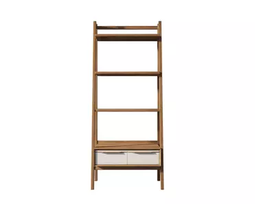   Узкий стеллаж из дерева «Bruni white" с двумя ящиками  