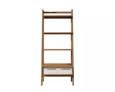   Узкий стеллаж из дерева «Bruni white" с двумя ящиками  