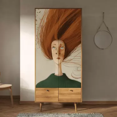 Шкаф двухстворчатый "Berber Art Рыжая девушка" арт BB16/Art1