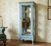 Шкаф "Леонтина (Leontina)" в голубом цвете для посуды узкий/низкий арт LT19B
