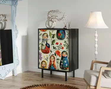 Комод вертикальный с четырьмя ящиками "Emerson" Матрешки арт EM18/Art04