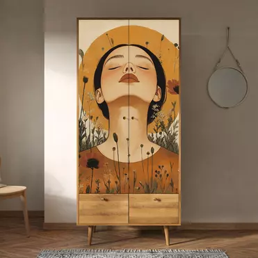 Шкаф двухстворчатый "Berber Art "Девушка и закат" арт BB16/Art09