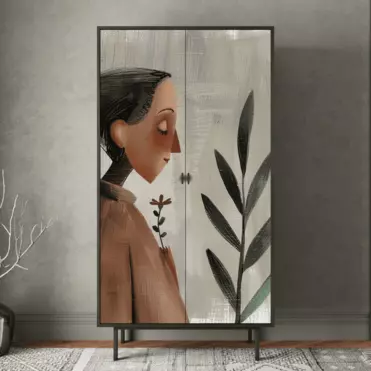 Шкаф двухдверный "Emerson Art Женщина с цветком" арт EM091/Art2