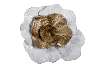 37SM-0662 Декор настенный "Цветок" бело-золотой 24,1*22,2*7,0см