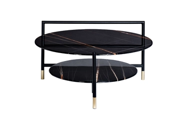 30B-872 BL Стол журнальный d80*45 с полкой, черный