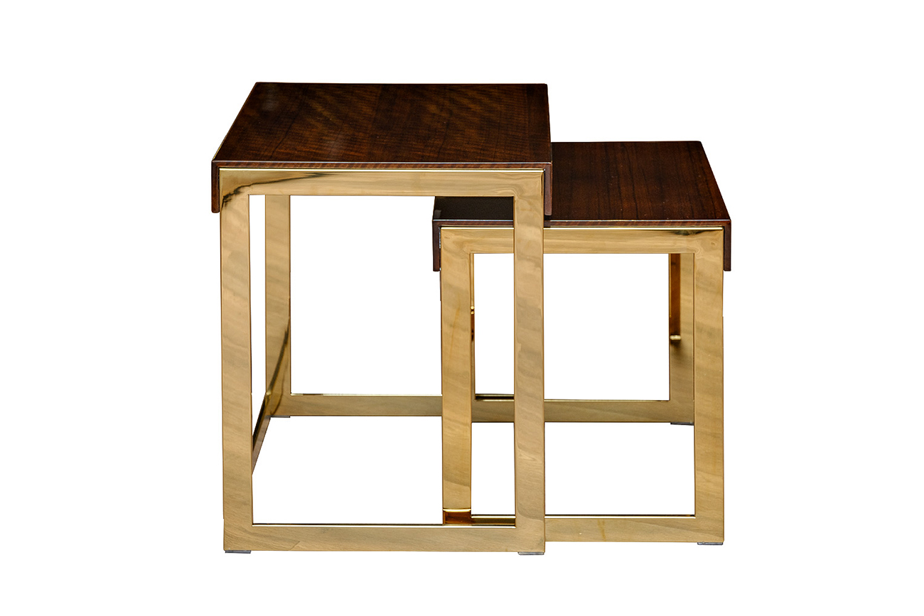 84HB-12STOL/ZH Стол журнальный тиковый шпон/лак, золото 40*40*50см