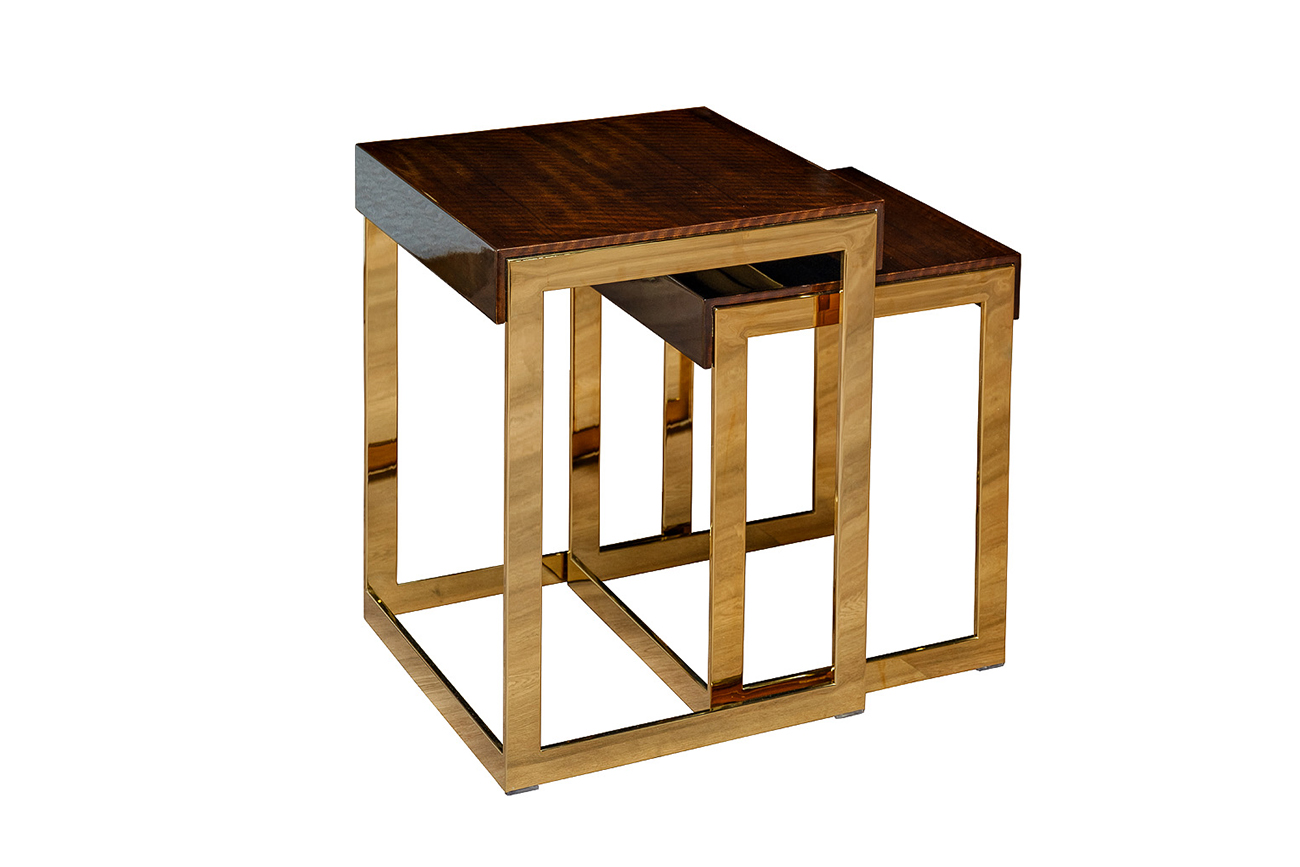 84HB-12STOL/ZH Стол журнальный тиковый шпон/лак, золото 40*40*50см