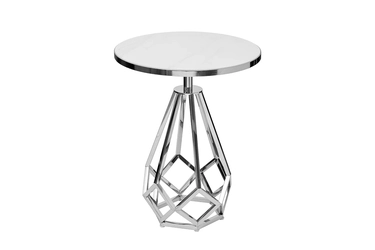 2KF111037-S Стол журнальный с мраморной столешницей, цвет опоры серебро