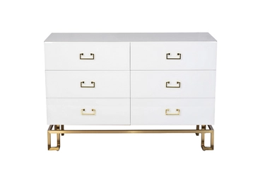 KFG089  Комод 6 ящиков белый/золото 