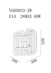 92EL-YG60833-2W  Бра латунь, стекло прозр. 30*h22см