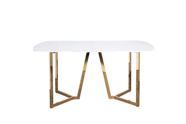 47ED-20501 Стол обеденный белый/золото 160*90*75см
