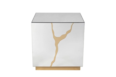 KFG198 Стол журнальный зеркальный с золотым декором 55*55*61см