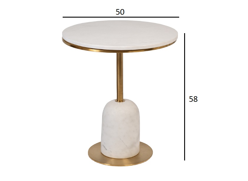 76AR-07000 Стол журнальный мрамор белый d50*58см