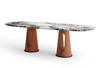 160KD-60070 Стол обеденный, мрамор Venetian Brown, экокожа терракота 220*100*75см