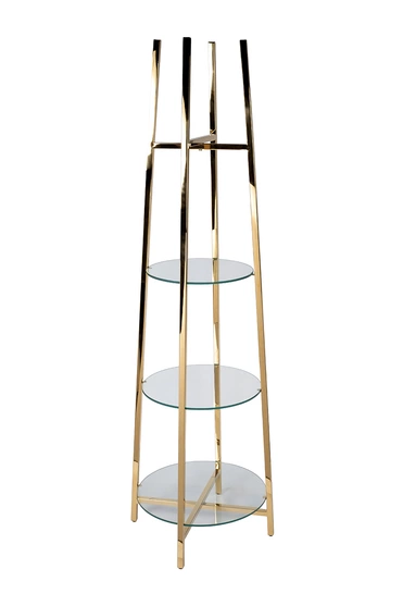 47ED-00501 Стеллаж прозр.стекло/золото 53*53*183см