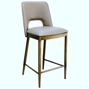 163YH-16574 Стул барный экокожа бежевый+бронза 43*46*93см