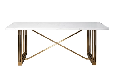 30F-14780 Стол обеденный белый / браш.золото 200*100*76см