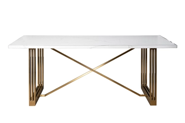 30F-14780 Стол обеденный белый / браш.золото 200*100*76см