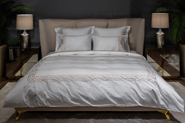 175SMR-17505 Комплект постельного белья с вышивкой Паллада, золотой, Двуспальный кинг сайз (220*240)