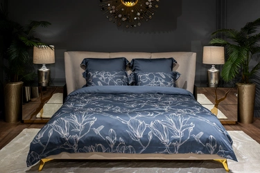 144HF-10412 Пододеяльник принт тенсель Магнолия cиний 220*200