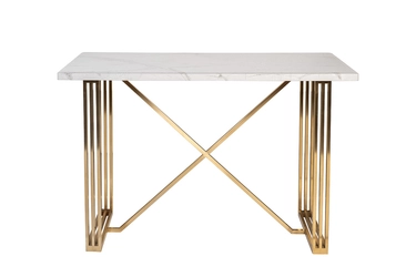 30F-14790 Стол-консоль белый / браш.золото 140*75*91,5см