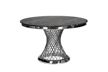 76AR-80555 Стол обед иск.мрам Nero Alicanto/хром d120*75