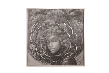 89VOR-AQUARELLE40/2 Холст "Нежность/1" 100*100 см,дерев.багет серебро, поталь