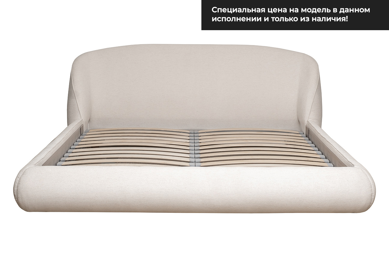 Кровать Palazzo 180 без мех.шенилл экрю Natur Ecru 215*240*90см