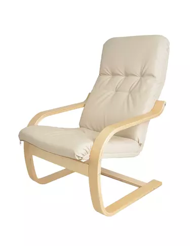 кресло Сайма  Экокожа бежевый каркас  Берёза