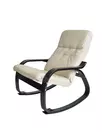 кресло-качалка Сайма  Экокожа бежевый каркас  Венге структура
