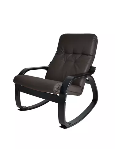 кресло-качалка Сайма  Экокожа шоколад каркас  Венге структура