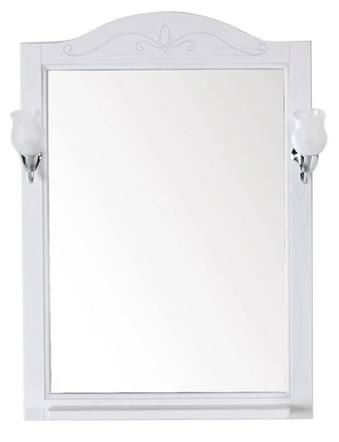 Зеркало белое с полкой Салерно 65 с полкой+светильники